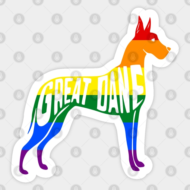 Rainbow Great Dane Pride - Pride Month - LGBT Gifts - Pride Flag Great Dane Sticker by Yesteeyear